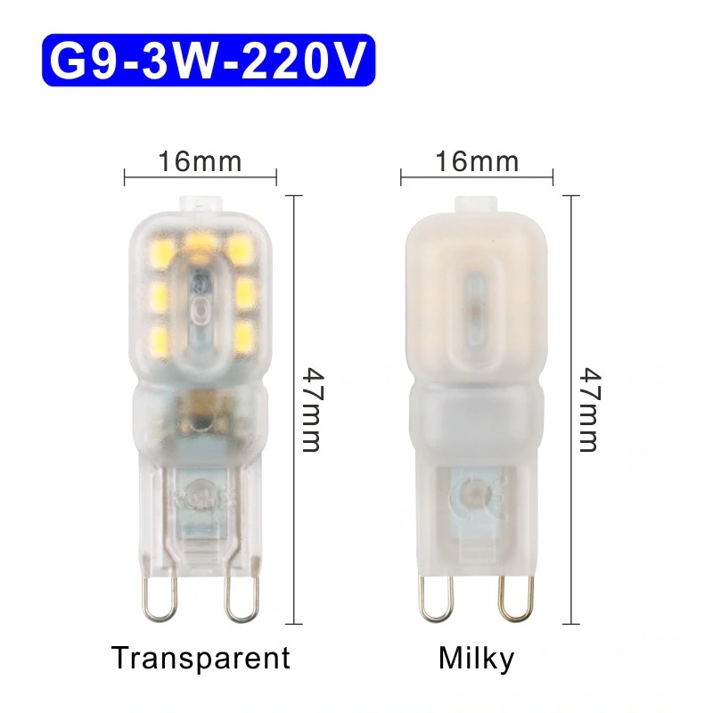 2 stuk G9 3W 220V 14 Bulb Transparent Koud witte LED Lamp ​capsule